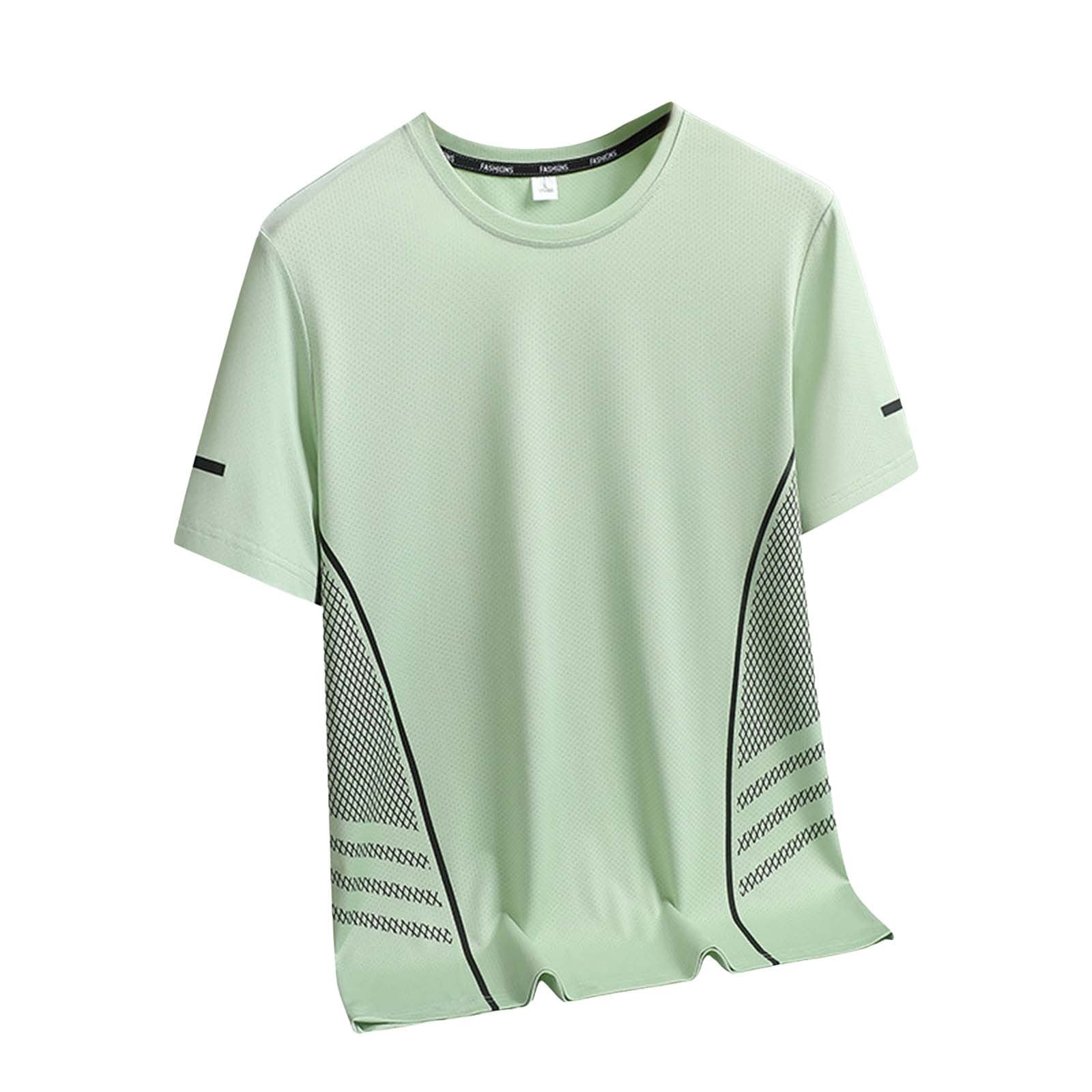 GEWSEY Men s Loose Fit Short Sleeve Shirts Summer Casual Crew Neck Golf Sports Shirt Breathable Comfortable Work Athletic Tops (Light Green 5XL)