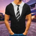 thumbnail image 2 of Baqcunre Dress Shirts For Men Street Sleeve Sleeve Piece Fashion Casual Suit Neck Two Round Men'S T Short Men'S Blouse Suits For Men Tops For Men Black M, 2 of 6