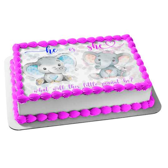 He Or She What Will This Little Peanut Be Gender Reveal Baby Shower Edible Cake Topper Image Abpid Walmart Com