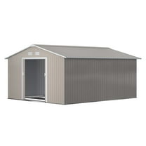 Metal Storage Shed 11'x12.6', Garden Shed with Double Doors & Vents - Light Gray