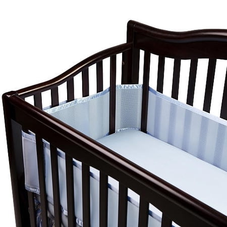 BreathableBaby Breathable Mesh Crib Liner – Classic Collection – Blue – Fits Full-Size Four-Sided Slatted and Solid Back Cribs – Anti-Bumper