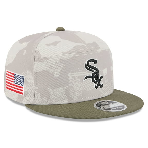 Men's New Era Light Beige/Olive Chicago White Sox 2025 Armed Forces Day Split Panel 9FIFTY Snapback Hat