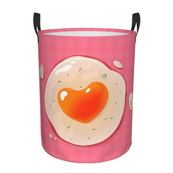 LNWH Laundry Basket, Pink Love Eggs Pattern Foldable Laundry Hamper With Handles Waterproof, Small