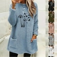thumbnail image 2 of ShiShine Sweatshirt for Women Plush Warm Sweater Print Crew Neck Tops Long Sleeve Tunic Pullover with Pockets, 2 of 5