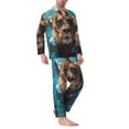 thumbnail image 2 of KLL Hawaiian Swimming Lion Sleepwear Mens Flannel Pajamas,Long Cotton Pj Set, 2 of 7