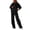 Black, variant on Rexolia Women’s Full Zip Relaxed Top & Wide Leg Pants Solid 2-Piece Active Set Black L