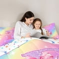 thumbnail image 4 of Manfei 3D Cartoon Bowtie Print Full Size Comforter Sets,Colorful Monogrammed E Bedding Comforter Set,Colorful Stars Reversible,3-Piece,1 Comforter and 2 Pillowcases, 4 of 7