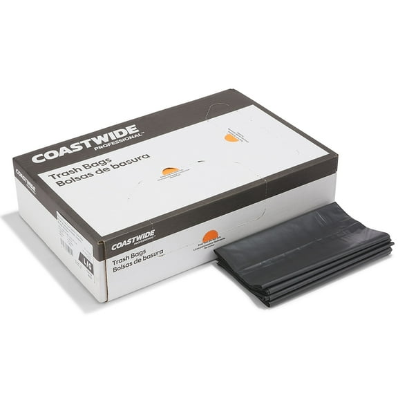 Staples Coastwide Professional 55-60 Gallon Trash Bag 38" x 58" Low Density 1.3 mil Black 100