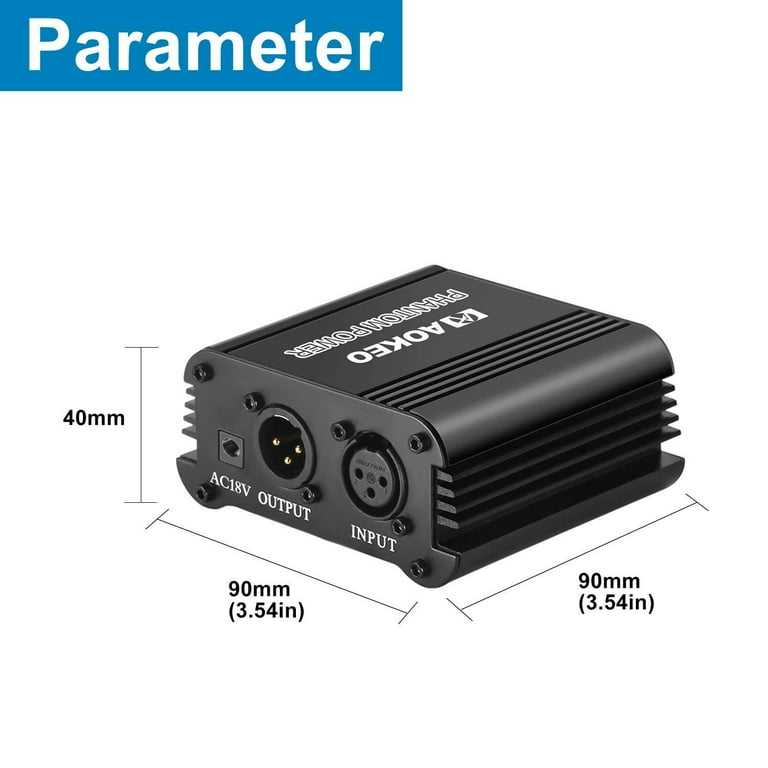 Aokeo 1-Channel 48V Phantom Power Supply with Adapter, Bonus Aokeo 1-Channel 48V Phantom Power Supply with Adapter, Bonus