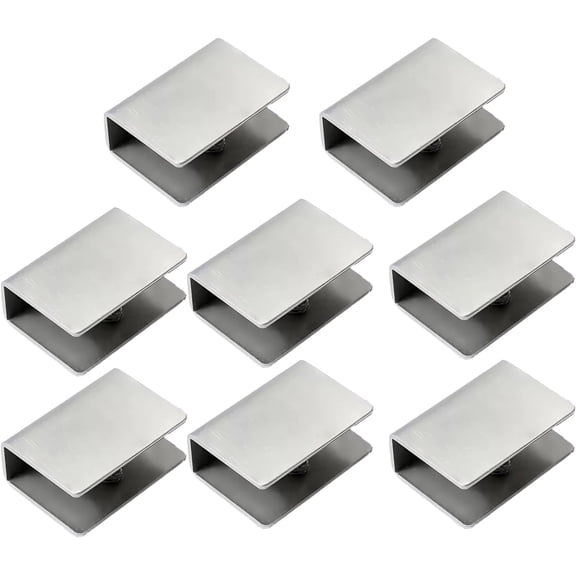 Stainless Steel Glass Clip Bracket, Heavy Duty Glass Clamps for Table Top, Shower Door, Easy Install with Screws & Rubber Pads