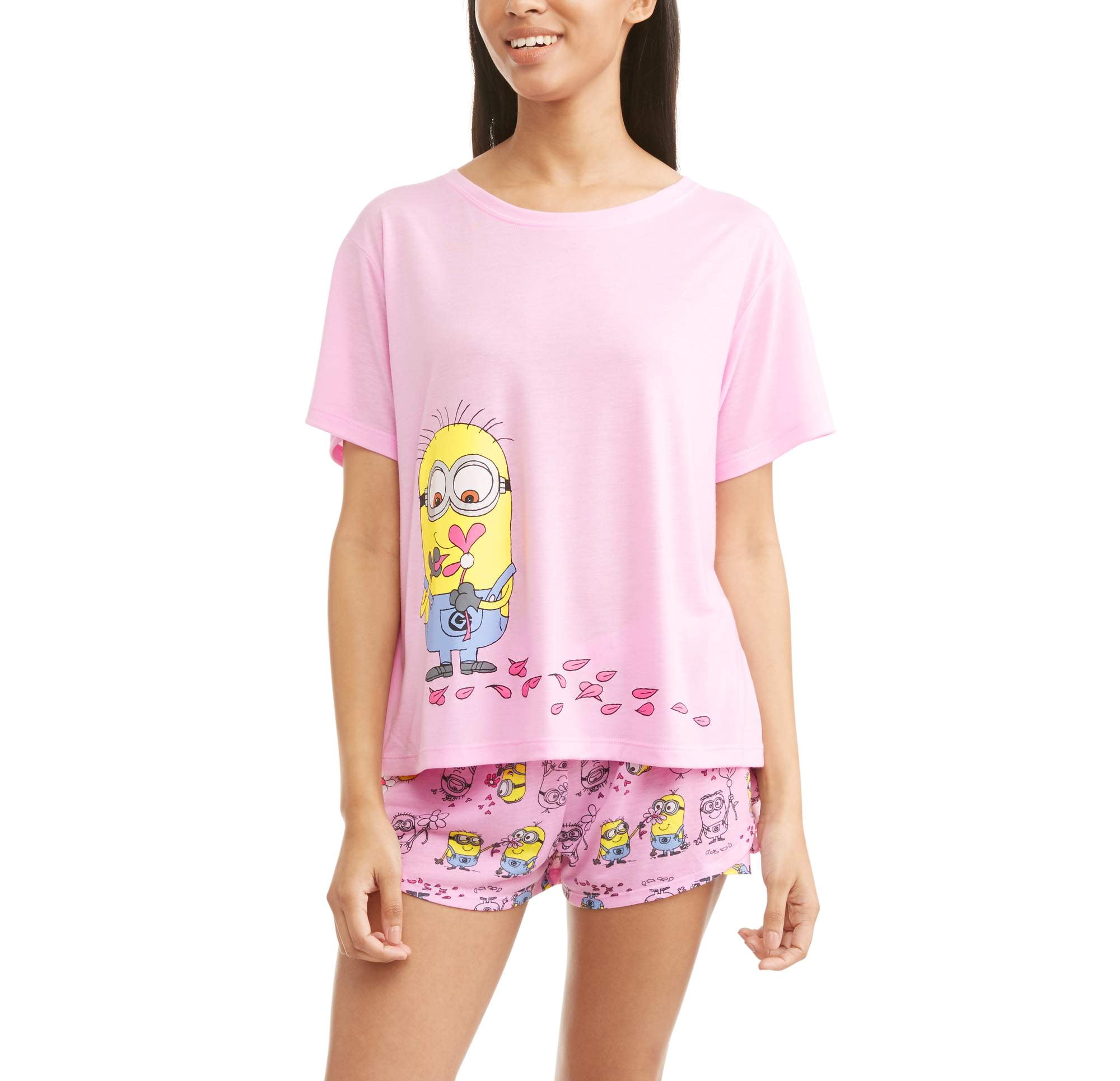Minions Minion Women's ShortSleeve Sleep Top and Short 2Piece Pajama Set (XS3X) Walmart