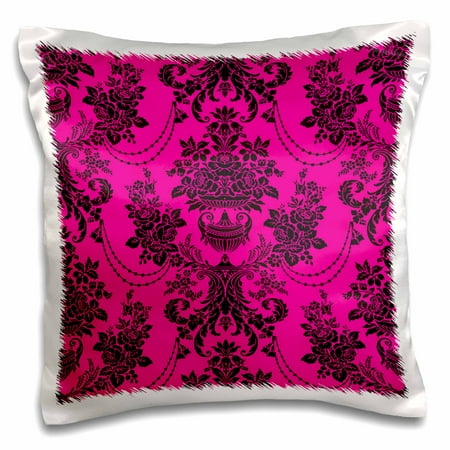 Premium Magenta Rose (3dRose Trendy Chic Victorian Rose Ornate Damask Hot Pink Magenta and Black, Pillow Case, 16 by)