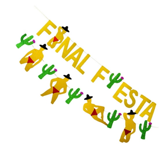 GOOHOCHY Mexican Party Banners with Shiny Cactus and Bachelorette Designs 2 Pieces Multi Color