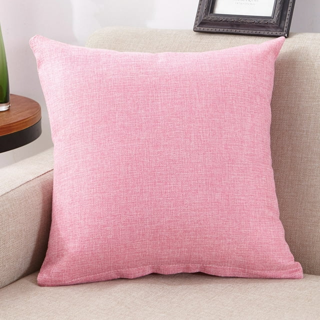Pink Decorative Throw Pillow Covers Soft Flax Comfy Solid Couch Cushion Case Decor (1pcs, 15.7 x 15.7 Inches)