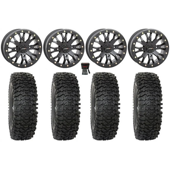 System 3 SB-4 15" Wheels Black (4 3) 35" RC500 Tires Can-Am Commander Maverick Renegade Outlander Defender