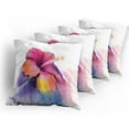 thumbnail image 5 of Ambesonne Floral Throw Pillow Cover 4 Pack, Hibiscus Flower Pastel, 16", Multicolor, 5 of 7