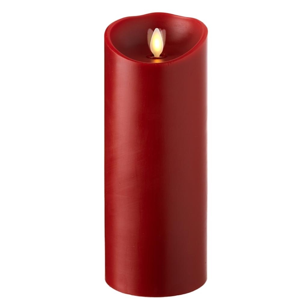 Liown 17811 9" Red Cinnamon Scent Wax LED Pillar Candle with Timer