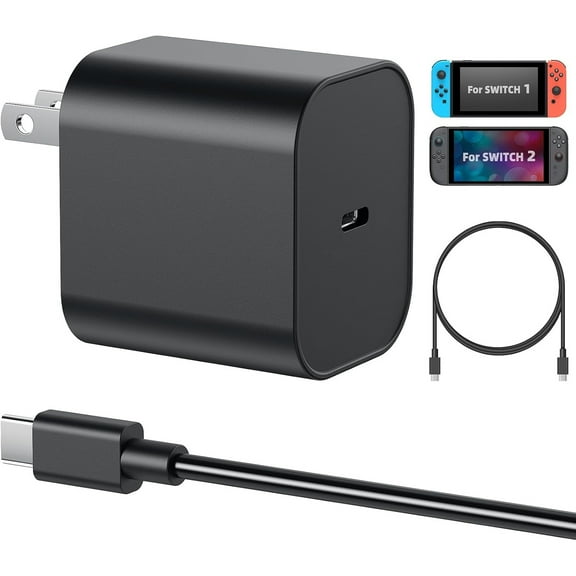 60W USB C Charger for Switch 2 with 5FT Charging Cable, Fast Charging Power Adapter for Switch OLED, Lite, Steam Deck