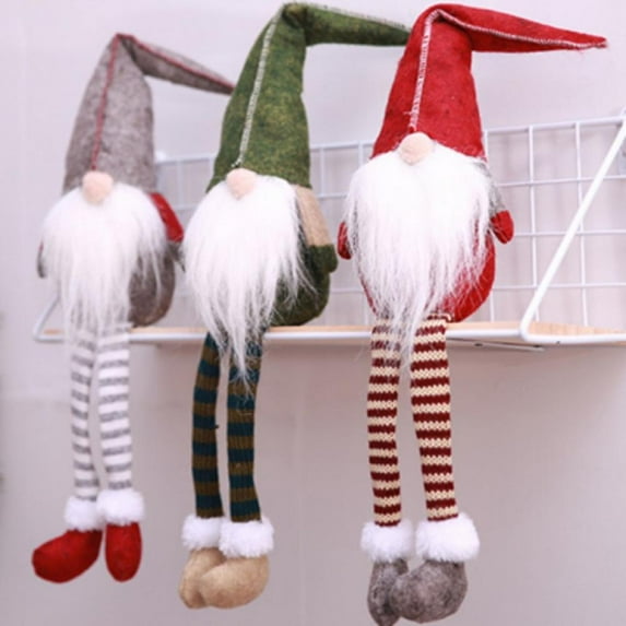 Jlong 1PC Handmade Christmas Gnome Decoration,Swedish Santa Gnome Tomte,Swedish Figurines Sitting Long-Legged Christmas Hanging Decorations
