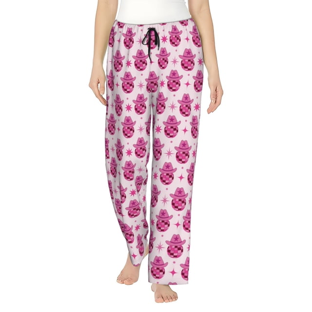 Fotbe Groovy Pink Disco Balls Pantalones de Pijama para Mujer, Pantalones de Dormir, Pantalones Pj con Cordón y Bolsillos-3X-Large