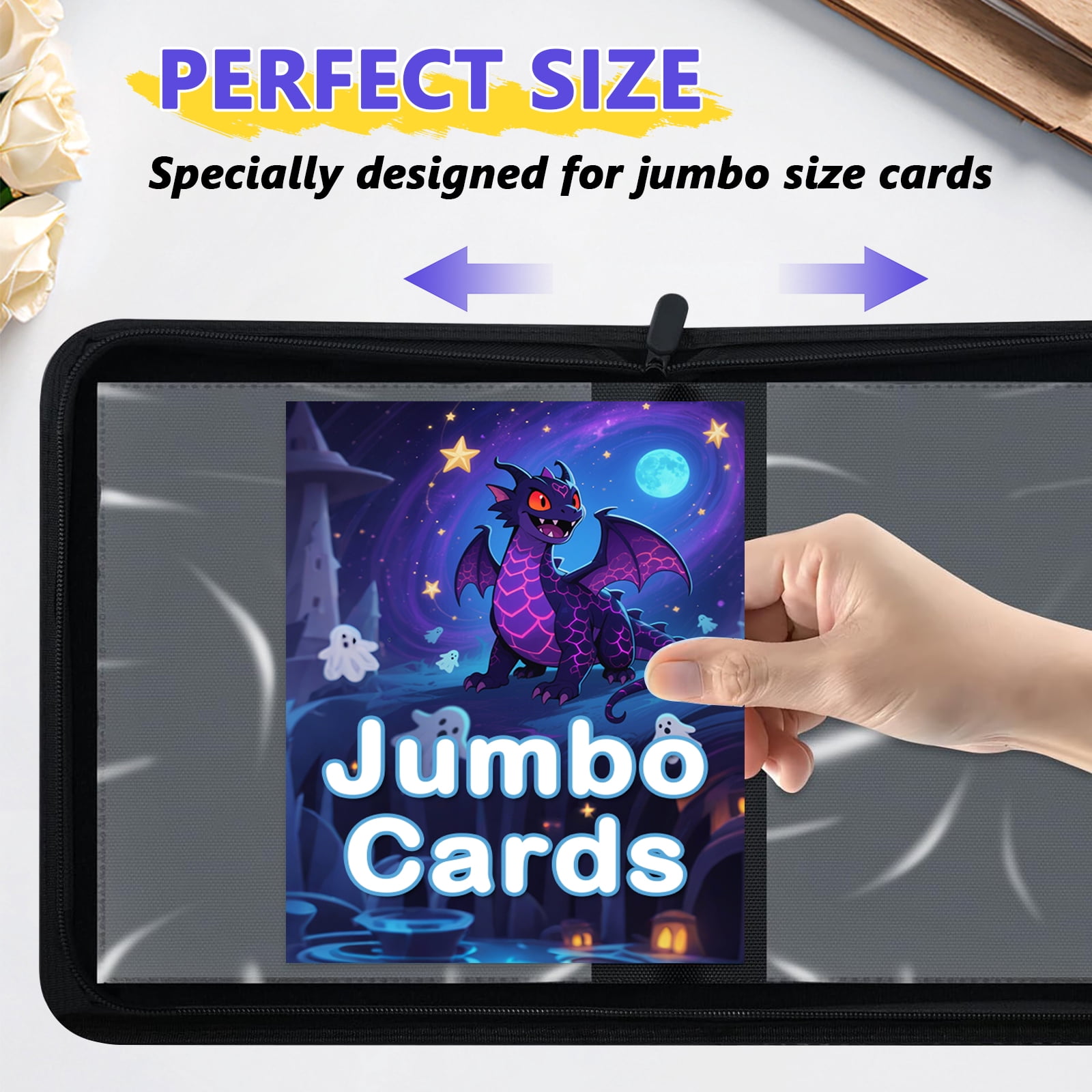 KALCINTY Jumbo Card Binder, PU Leather Ringless Card Collection Binder with 60 Pockets, 5.9'' x 8.4''Card Holders Storage Album for Game Card