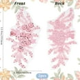 thumbnail image 2 of 2 pc 2Pcs 3D Floral Embroidery Applique Polyester Sequin Flower Appliques Pink Beaded Lace Embroidered Sew on Tulle Patches for Sewing Making Crafts Clothes Wedding Bridal Gown Costumes Supply, 2 of 9