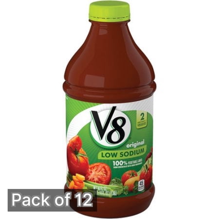 V8 Low Sodium 100% Vegetable Juice 46 fl oz Bottle (Pack of 12)