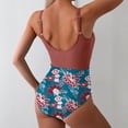 thumbnail image 4 of One Piece Swimsuit for Women Tummy Control Slimming Bathing Suit Cutout Tie Knot Printed Swimwear, 4 of 5