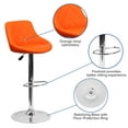 thumbnail image 6 of BizChair 2 Pk. Contemporary Orange Vinyl Bucket Seat Adjustable Height Barstool with Diamond Pattern Back and Chrome Base, 6 of 14