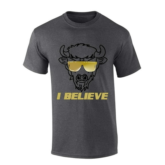 Mens Colorado Sunglasses Buffalo I Believe Team Color Buffaloes Football Short Sleeve T-shirt Graphic Tee-Heather Grey-medium