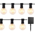 thumbnail image 1 of Guirnalda de luces solares para exteriores - 7,6 m - 25 bombillas LED G40 - Alimentación por USB - Decoración para jardín, patio y terraza, 1 of 5