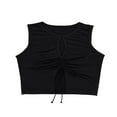 thumbnail image 3 of EIMELI Women Summer Black Hollow-Out Drawstring Sleeveless Tank Crop Tops, 3 of 4