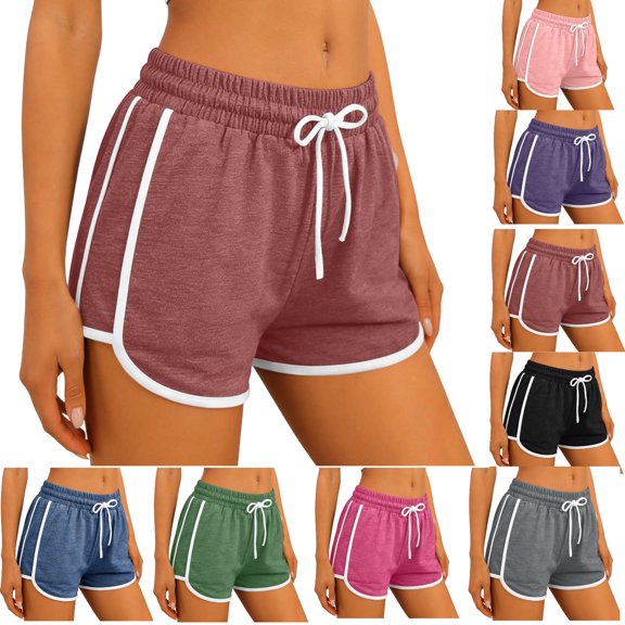 Tumotour Summer Dolphin Shorts for Women'S Solid Color Athletic Workout Shorts Casual Loose Sporty Elastic Waistband Drawstring Side Pocket Shorts Yoga Pants