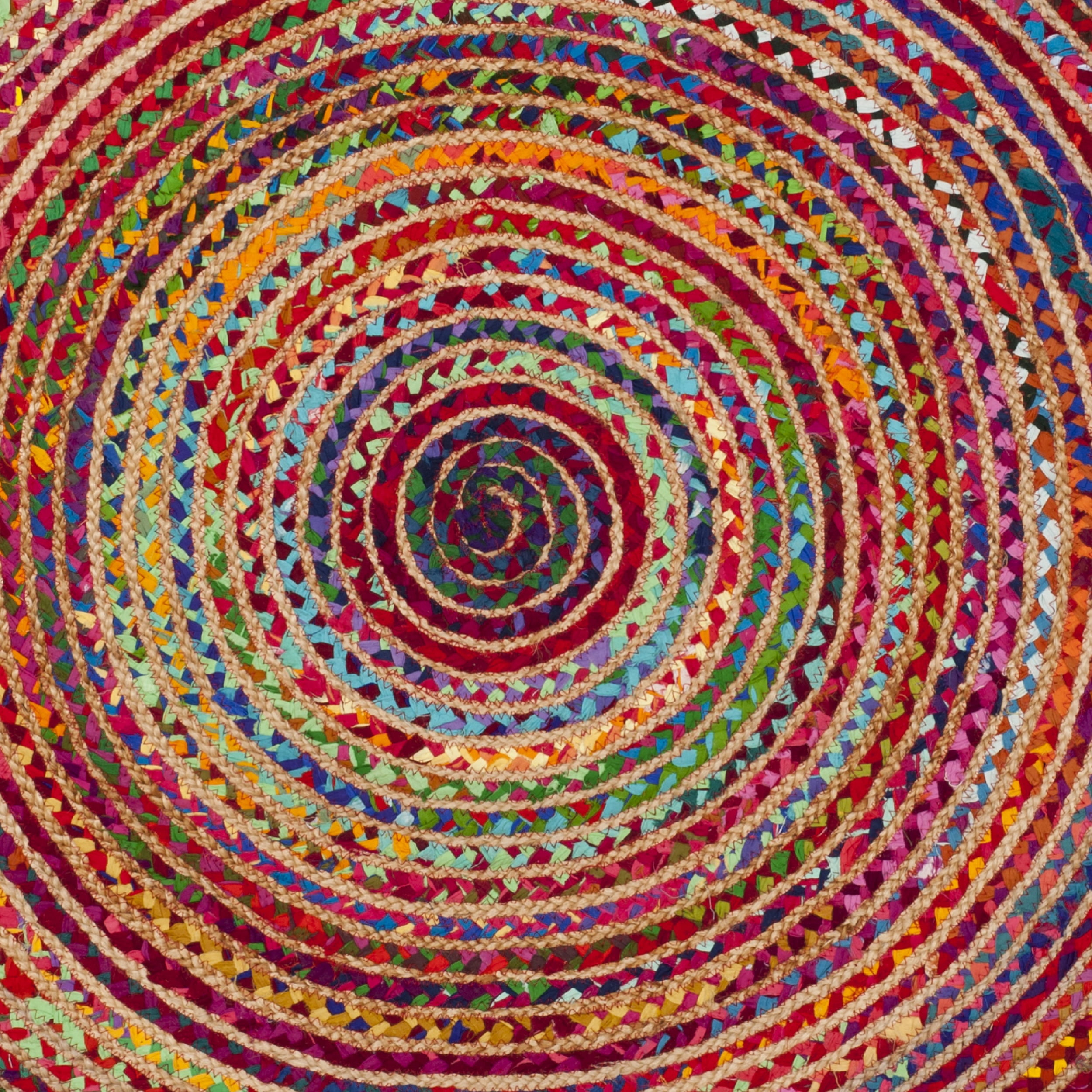SAFAVIEH Cape Cod Kyle Geometric Area Rug, Red/Multi, 4' x 4' Round