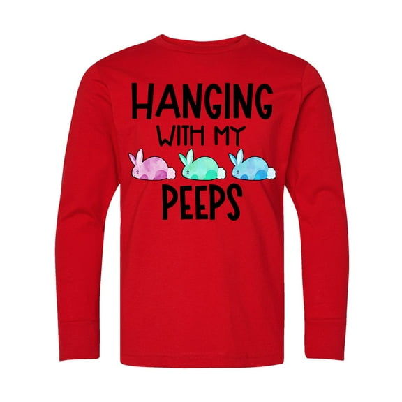 Inktastic Easter Hanging with My Peeps Pastel Bunnies Long Sleeve Youth T-Shirt