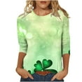 thumbnail image 1 of ZVAVZ T-Shirts Graphiques Surdimensionnés pour Femmes, T-Shirts Cadeau Irlandais à Manches 3/4 pour Femmes, Imprimé Trèfle, Col Rond, Chandail Grande Taille pour Femmes Vert, P, 1 of 5