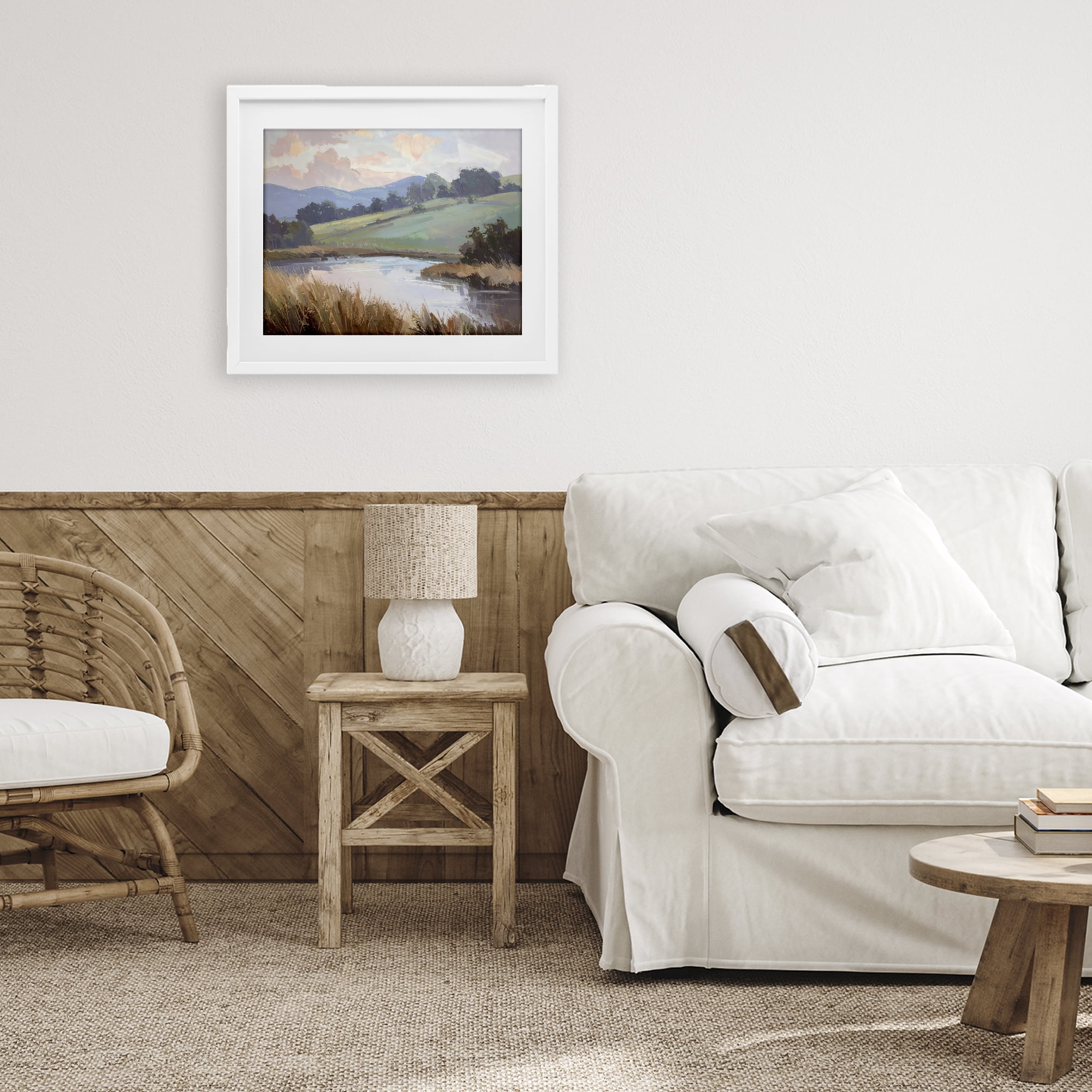Stupell Industries Subtle Distant Mountains White Framed Print Under Glass, design by Alonza Saunders