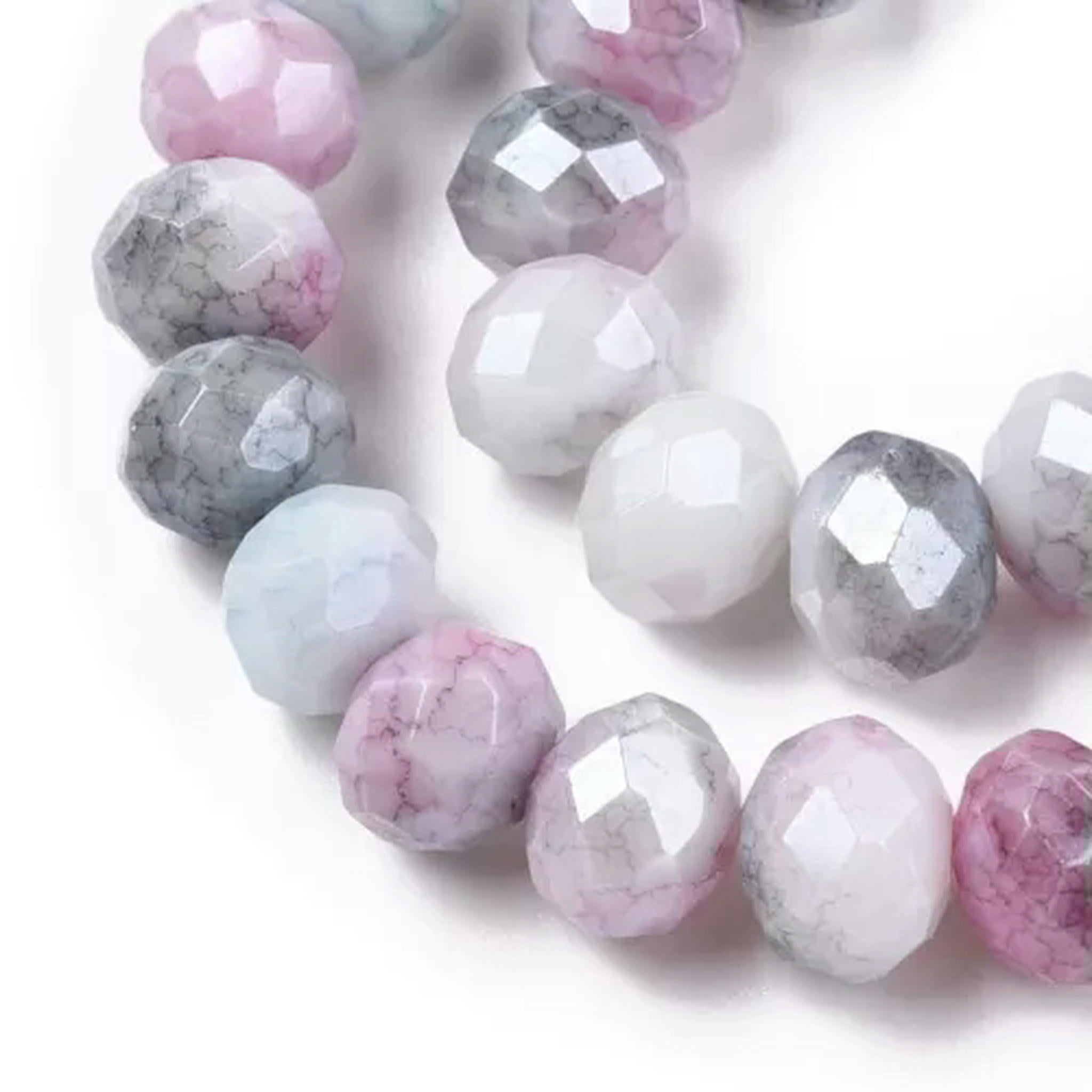 EOEMY 10Strand Abacus Faceted Electroplated Ab Color Glass Beads Strands 8~8.5X6~6.5mm-Medium Orchid