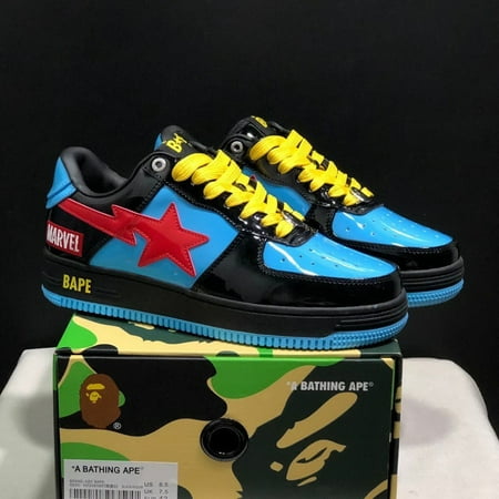 

BAPE patent camouflage suede sneakers low-top casual skate shoes street trend couple sneakers for both men and women