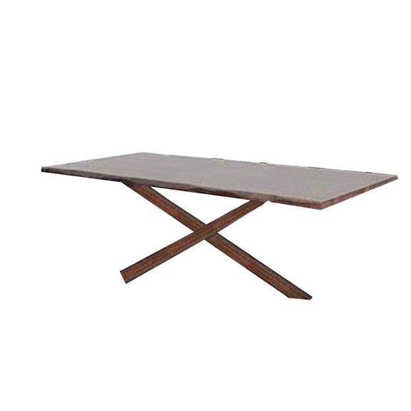 Vyva Dining Table, Triple Cut Live Edge, Walnut Brown Wood, 71 Inch