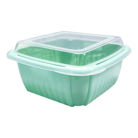 

3 In 1 Double Layer Drain Basket Box with Lid Household Multifunction Refrigerator Crisper Storage Container Vegetable Fruits Organizer Colander