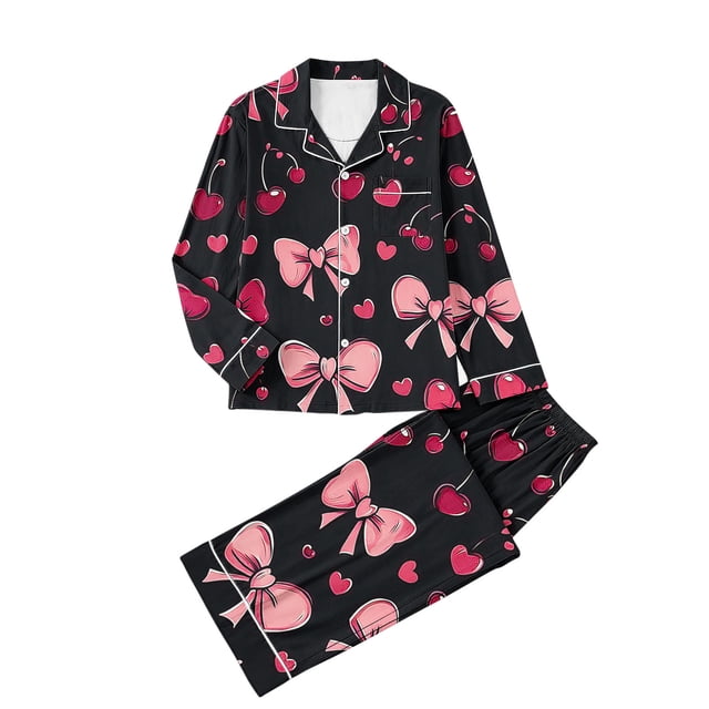 RXMEKW Ensemble de Pyjama pour Femmes, Ensemble de Pyjama à Manches Longues à la Mode avec Revers