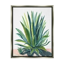 Stupell Aloe Plant Botanical Leaves Botanical & Floral Painting Gray Floater Framed Art Print Wall Art