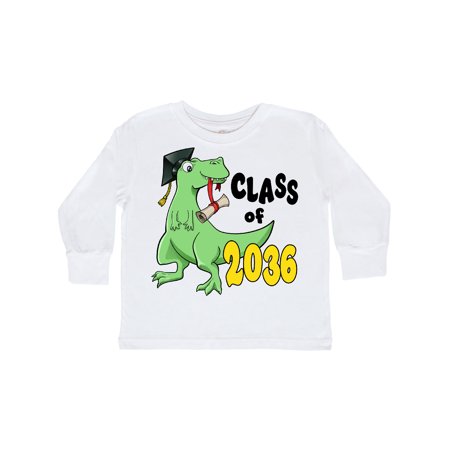 

Inktastic Class of 2036 Green Dinosaur with Cap and Diploma Gift Toddler Boy or Toddler Girl Long Sleeve T-Shirt