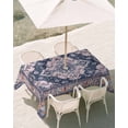 thumbnail image 3 of 60x102 Inch Outdoor Tablecloth with Umbrella Hole Zipper Rectangle Orange Blue Boho Rectangular Tablecloths Outside Waterproof Ethnic Geometric Middle Century Art Patio Table Cover for Picnic Party, 3 of 8
