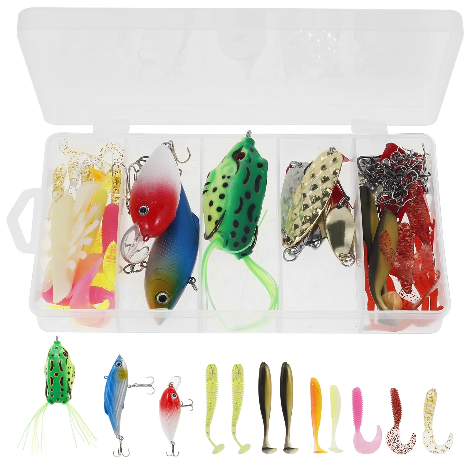 Lzvxtym Fishing Lures,Fishing Lures Kit,Fishing Bait Lure Set for Saltwater Freshwater,with Tackle Box,107Pcs