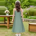thumbnail image 5 of Spring Dresses for Toddler Girls 2025 New Girls Summer Eyelets Maxi Dress Spaghetti Strap Loose Crewneck Sleeveless Casual A-Line Cute Dresses Green 7 Years, 5 of 8