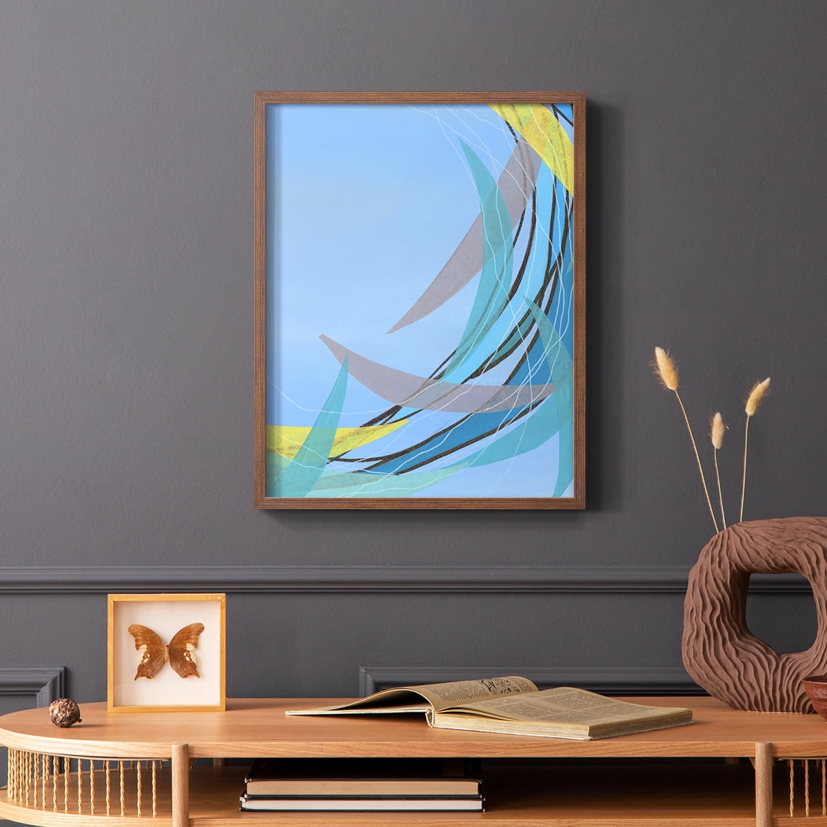 Circulating Flow II Framed Print in Brown Solid Wood Framed Print No Nail Hanging