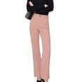 thumbnail image 3 of Women Wide Leg Pants Summer High Waisted Business Casual Work Dress Pants Trousers Slacks Pink XXL, 3 of 9