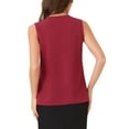 thumbnail image 3 of INSPIRE CHIC Women's Office Work V Neck Sleeveless Chiffon Blouse S Red, 3 of 6